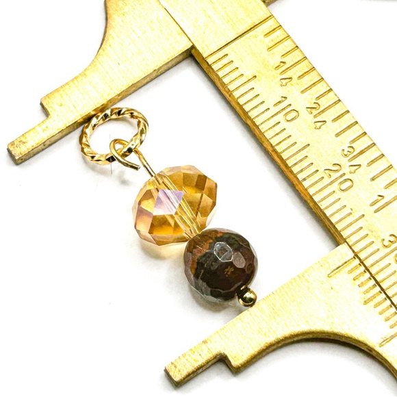 NWOT Tiger eye hoop charms, 6mm jump ring, stainless steel 18 K Gold plated - Picture 4 of 7